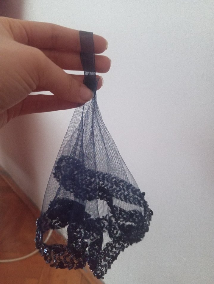 Gri Boncuk İşlemeli Gelin Halay mendili - Görsel 2