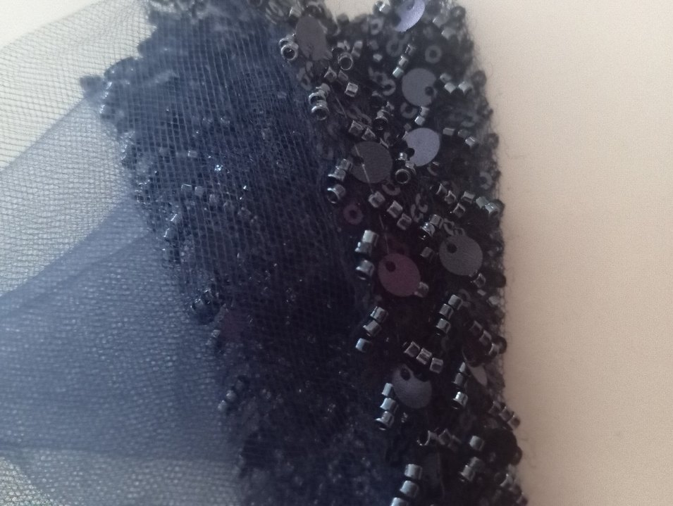 Gri Boncuk İşlemeli Gelin Halay mendili - Görsel 3