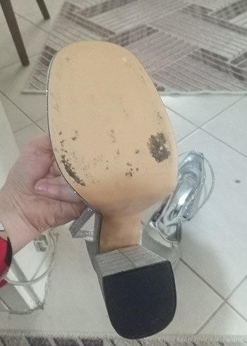 Gri Simli Platform Topuklu Kadın Abiye Ayakkabı - Görsel 4