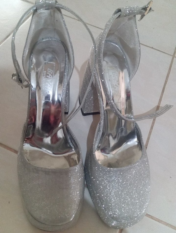 Gri Simli Platform Topuklu Kadın Abiye Ayakkabı - Görsel 3