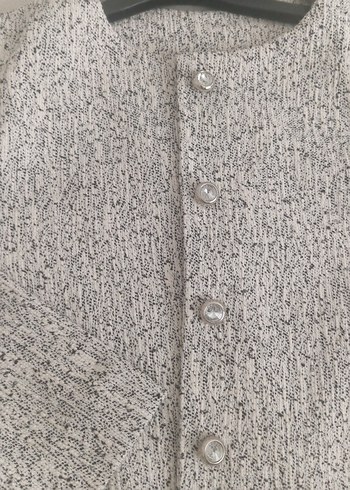 Gri taşlı düğmeli blazer ceket - Görsel 3