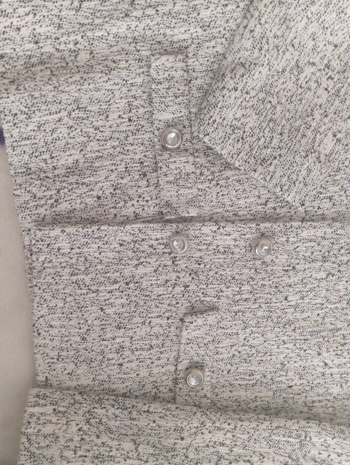 Gri taşlı düğmeli blazer ceket - Görsel 2