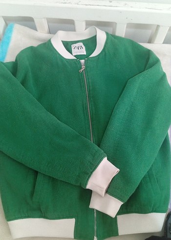 arkası baskılı zara marka yeşil ceket - Görsel 3