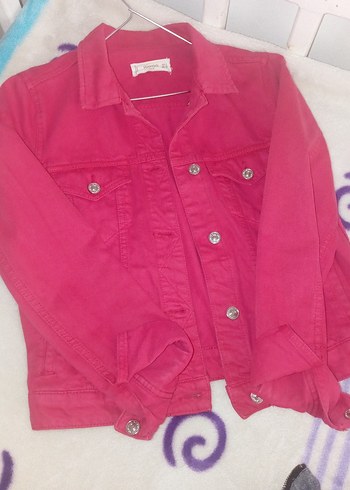 Düğmeli Pembe Kadın Denim Ceket - Görsel 5