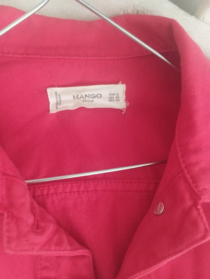 Düğmeli Pembe Kadın Denim Ceket - Görsel 3