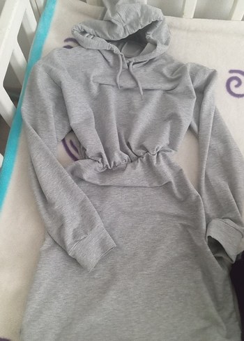 Gri Uzun Kollu  Elbise - Görsel 2