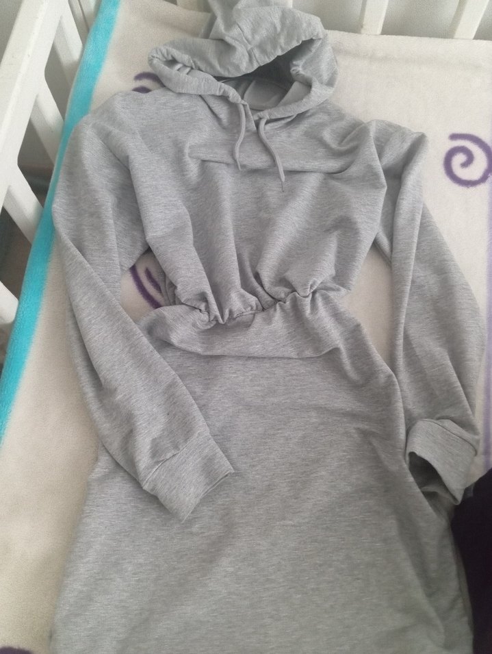 Gri Uzun Kollu  Elbise - Görsel 2