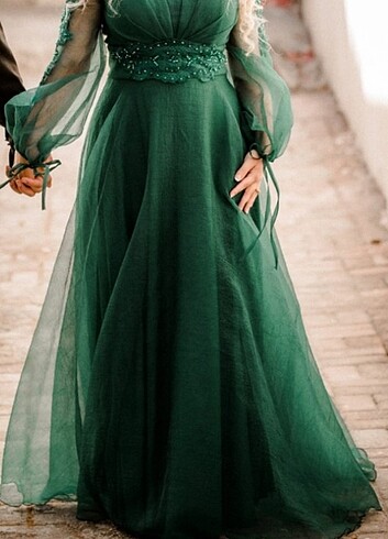 Yesil tül abiye 