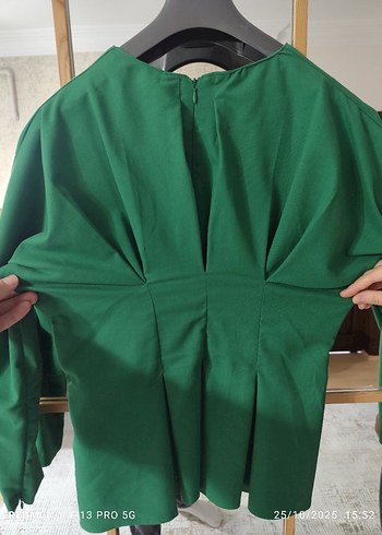 Uzun Kollu Yeşil Kadın Elbise - Görsel 3