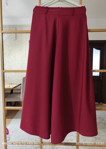 Bordo Uzun Drapeli Kadın Etek - Görsel 3