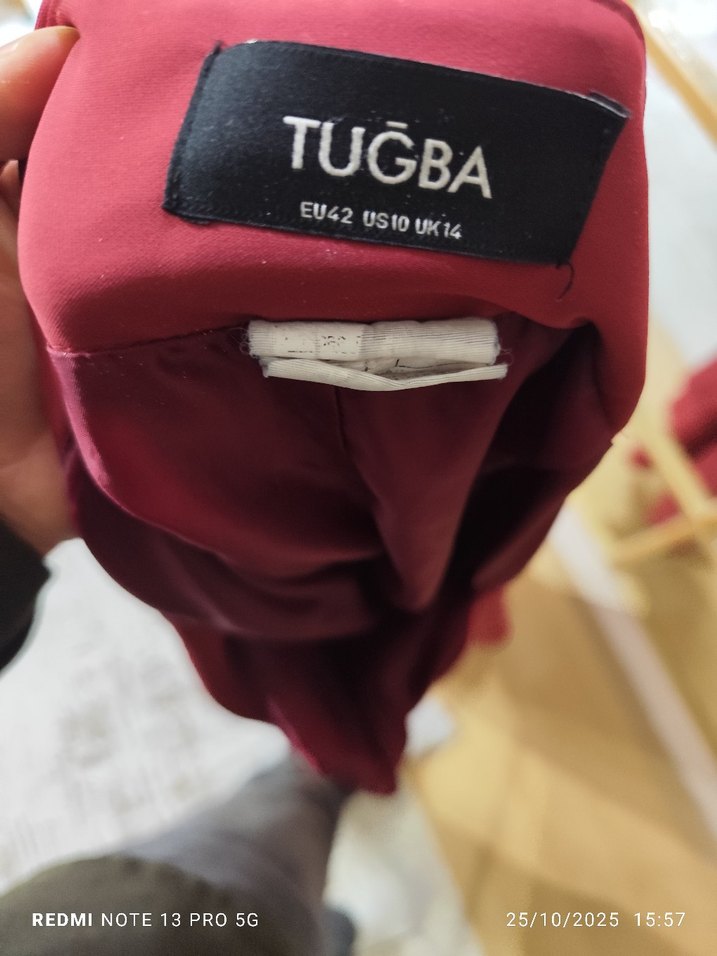 Bordo Uzun Drapeli Kadın Etek - Görsel 4