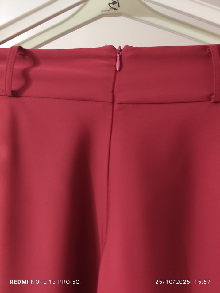 Bordo Uzun Drapeli Kadın Etek - Görsel 2