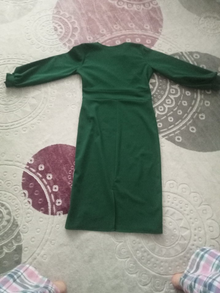 Uzun Kollu  Yeşil Elbise - Görsel 2