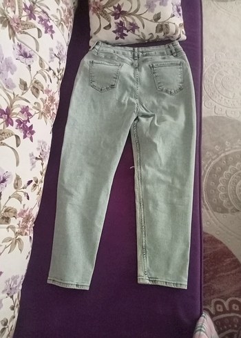 Gri Kadın Midi Boy Rahat Kesim Kot Pantolon - Görsel 2