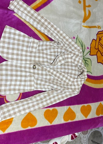 Bej Ekose Desenli Kadın Blazer Ceket - Görsel 3