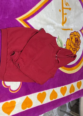 Kırmızı Kapüşonlu Kadın Sweatshirt - Görsel 2