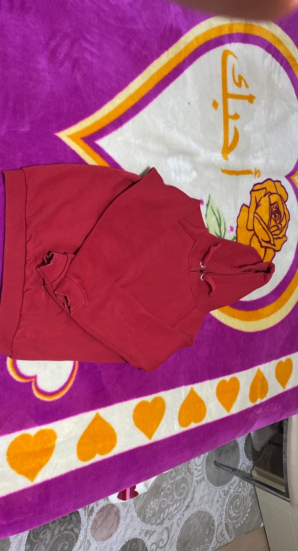 Kırmızı Kapüşonlu Kadın Sweatshirt - Görsel 2