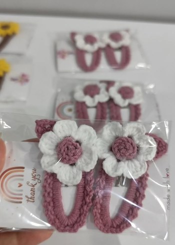  Beden camel Renk Sarı Nakışlı Örgü Çocuk Saç Aksesuarları