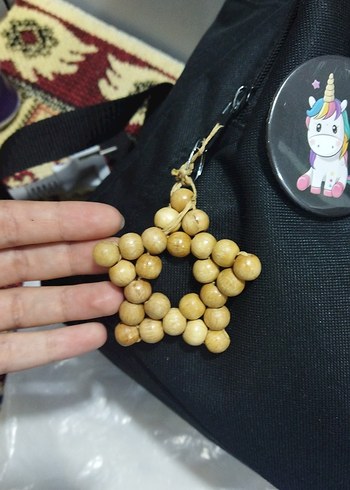  Beden camel Renk Bej Boncuklu Bohem Anahtarlık