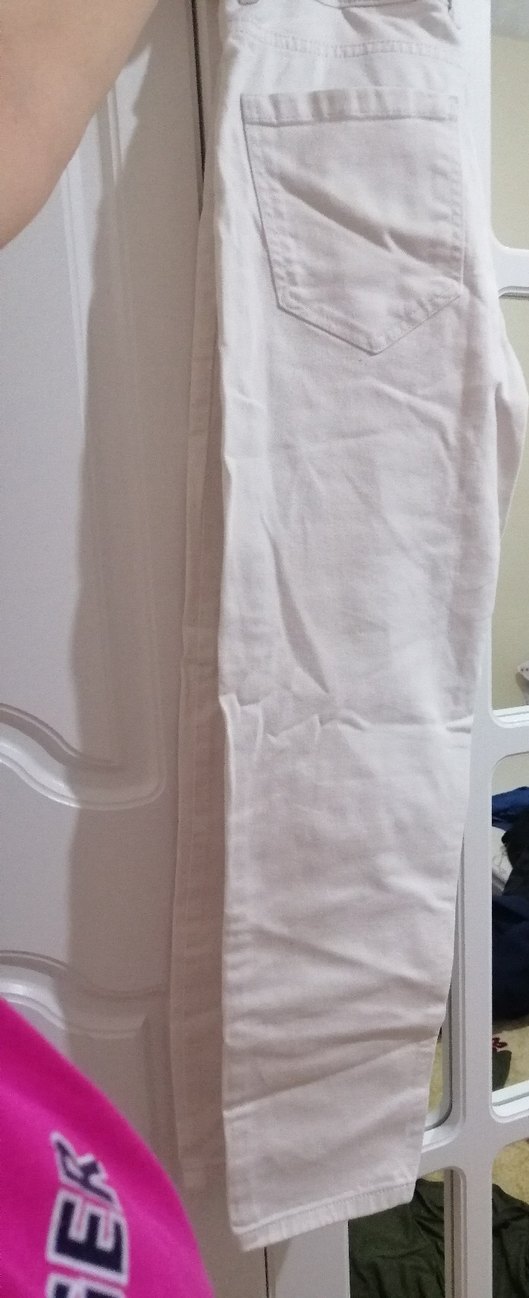 Kadın Beyaz Midi Pamuk Pantolon - Görsel 2