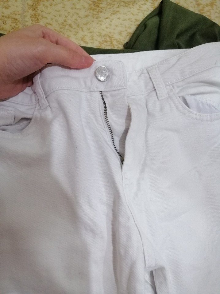 Kadın Beyaz Midi Pamuk Pantolon - Görsel 3