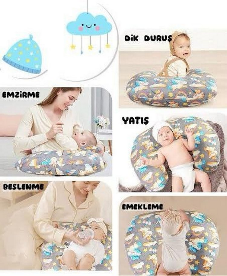 Gri Baskılı Emzirme ve Hamilelik Yastığı - Görsel 2