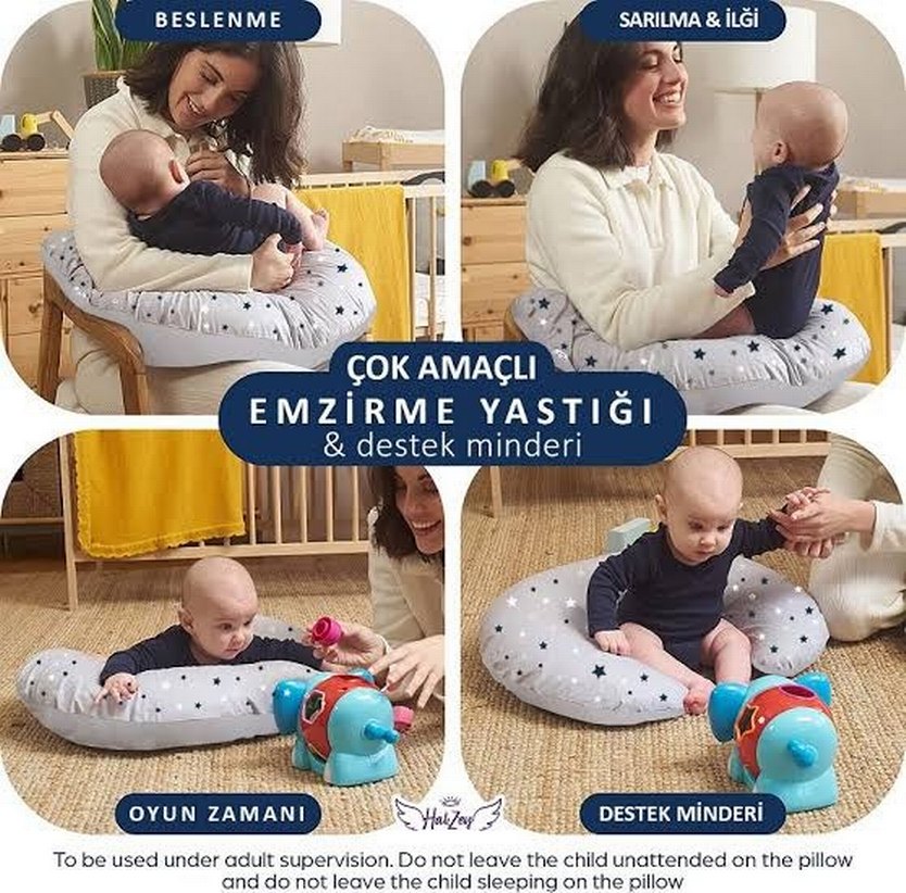 Gri Baskılı Emzirme ve Hamilelik Yastığı - Görsel 4