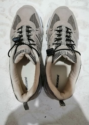 Bej Gri Yılan Desenli Bağcıklı Outdoor Ayakkabı - Görsel 3