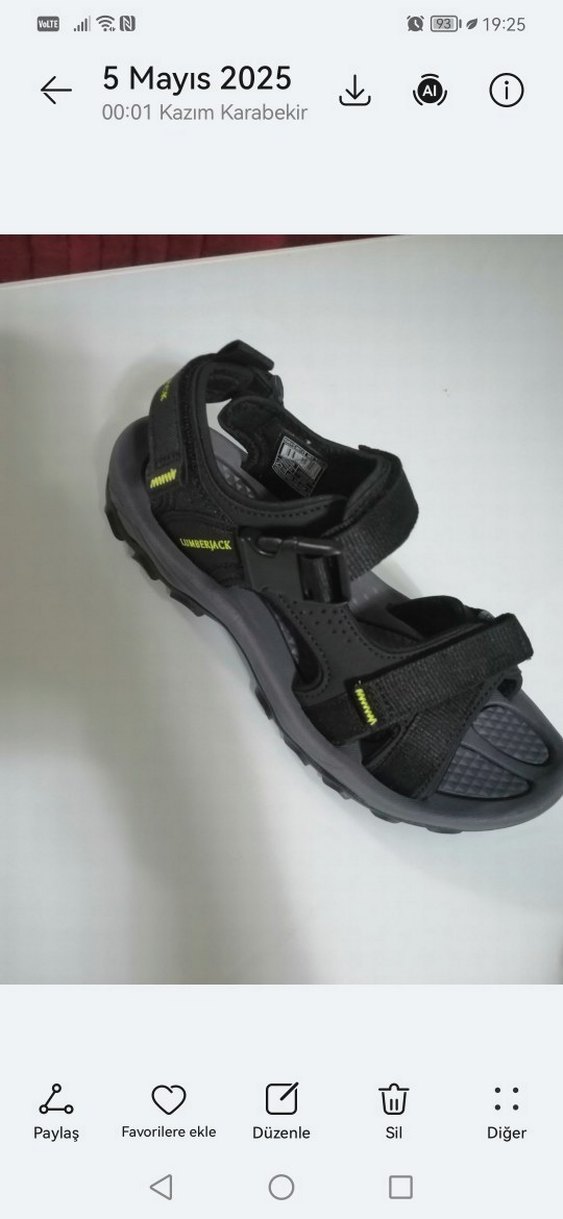 Erkek Siyah Velcro Bantlı Outdoor Sandalet - Görsel 2