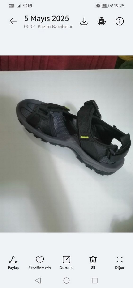 Erkek Siyah Velcro Bantlı Outdoor Sandalet - Görsel 4