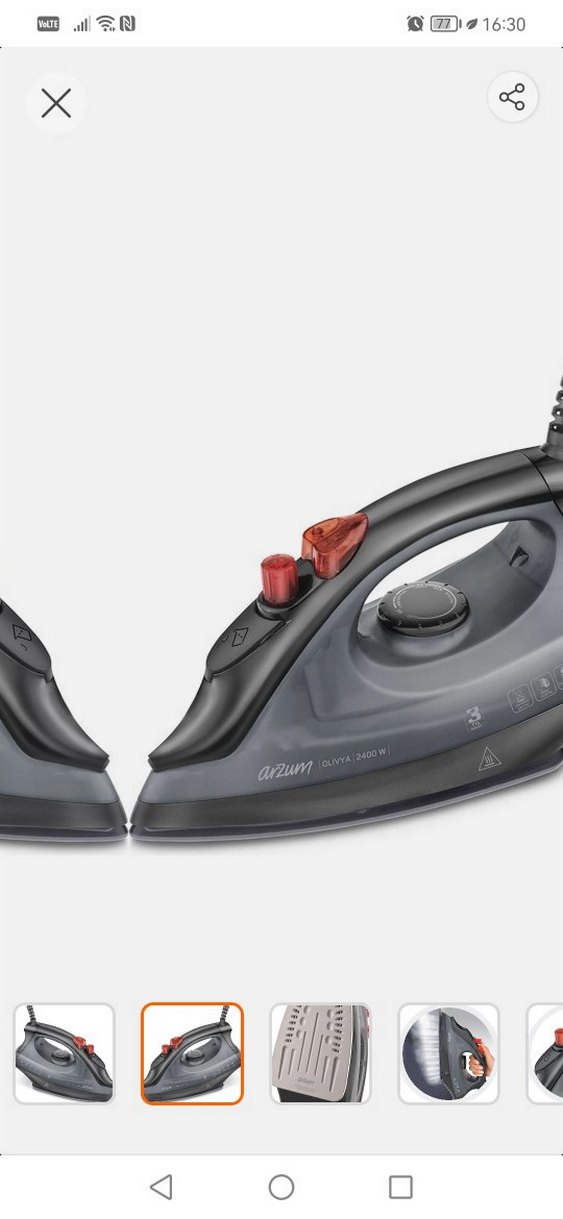 Arzum OLİVYA SERAMİK TABAN AR 684 Buharlı Ütü 2400W - Görsel 2