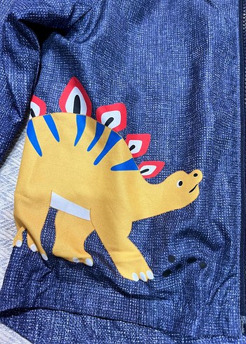 Erkek Çocuk Kapüşonlu Nakışlı Denim Yağmurluk - Görsel 2