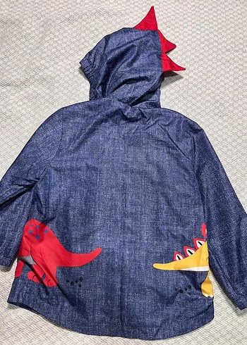 Erkek Çocuk Kapüşonlu Nakışlı Denim Yağmurluk - Görsel 7