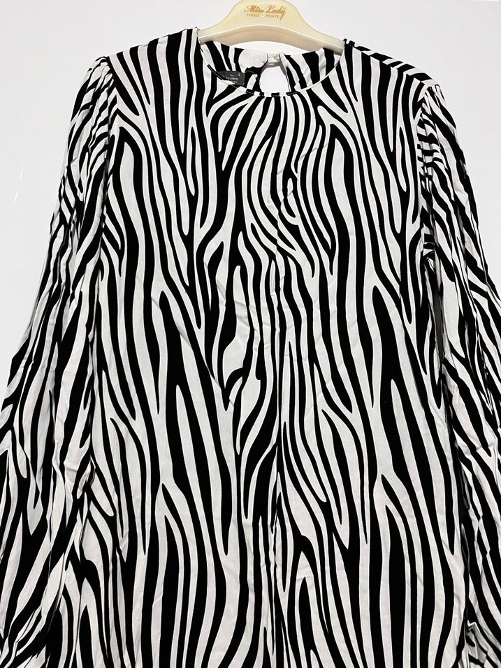 Zebra Desenli Uzun Kadın Elbise - Görsel 4