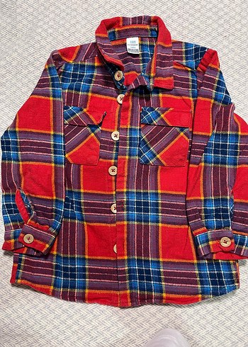 Çocuk Ekose Düğmeli Uzun Kollu Gömlek - Görsel 2