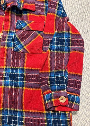 Çocuk Ekose Düğmeli Uzun Kollu Gömlek - Görsel 3