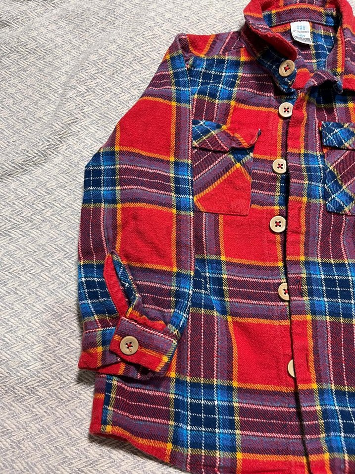 Çocuk Ekose Düğmeli Uzun Kollu Gömlek - Görsel 5