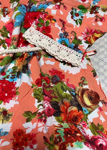 Çiçek Desenli Bohem Kadın Uzun Tunik - Görsel 4