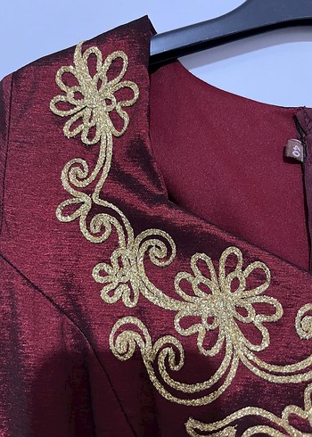 Hürrem Özel Dikim Bordo Kınalık Abiye Elbise - Görsel 7