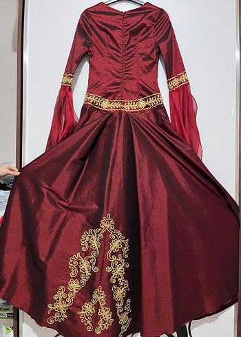 Hürrem Özel Dikim Bordo Kınalık Abiye Elbise - Görsel 2