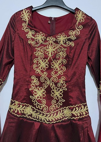Hürrem Özel Dikim Bordo Kınalık Abiye Elbise - Görsel 3