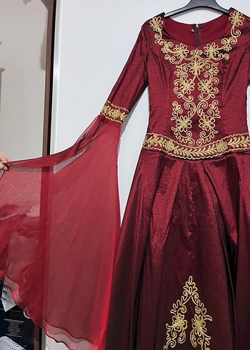 Hürrem Özel Dikim Bordo Kınalık Abiye Elbise - Görsel 6