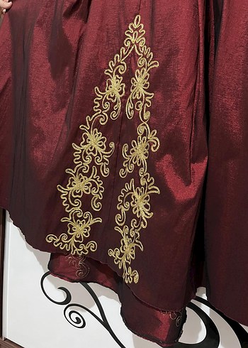 Hürrem Özel Dikim Bordo Kınalık Abiye Elbise - Görsel 4