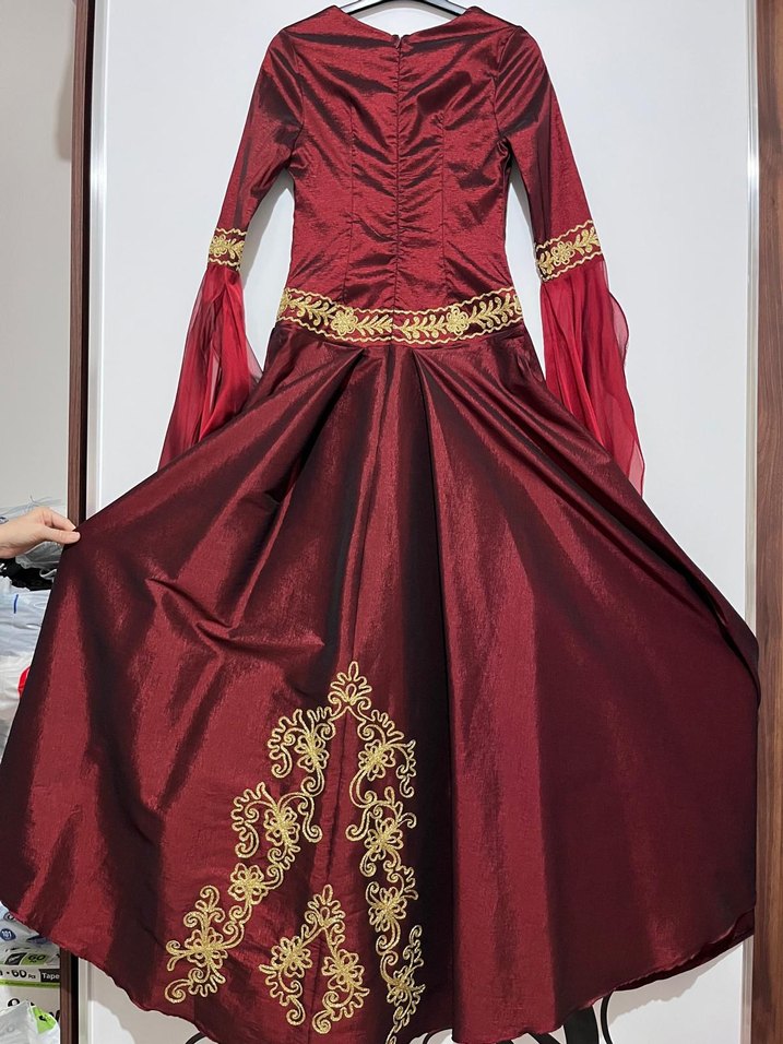 Hürrem Özel Dikim Bordo Kınalık Abiye Elbise - Görsel 2