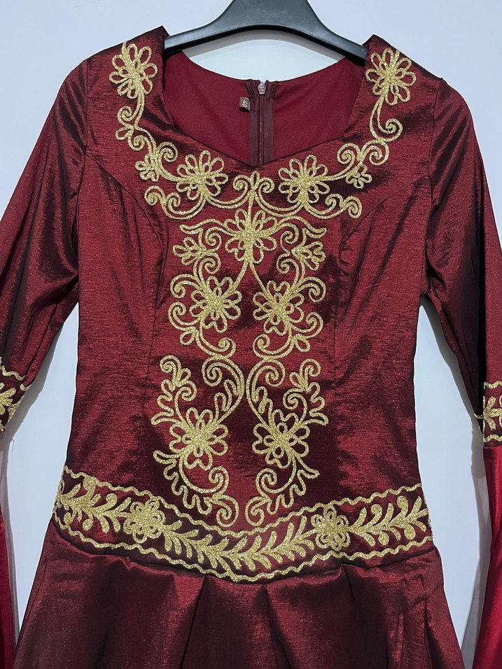 Hürrem Özel Dikim Bordo Kınalık Abiye Elbise - Görsel 3