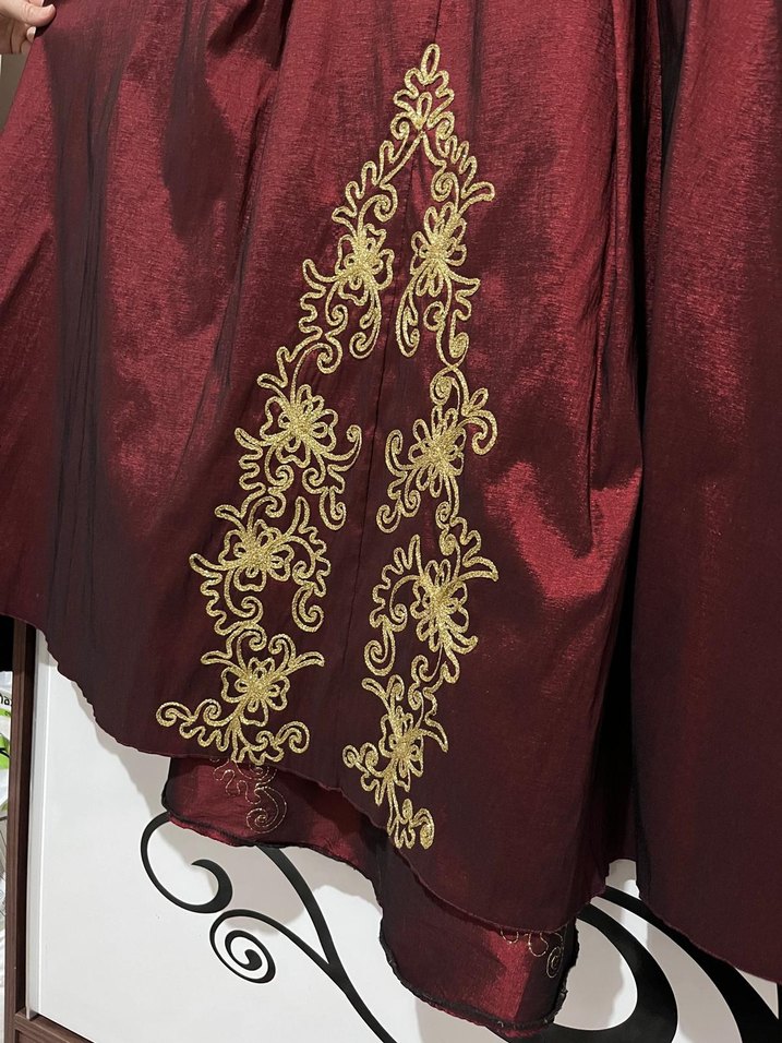 Hürrem Özel Dikim Bordo Kınalık Abiye Elbise - Görsel 4