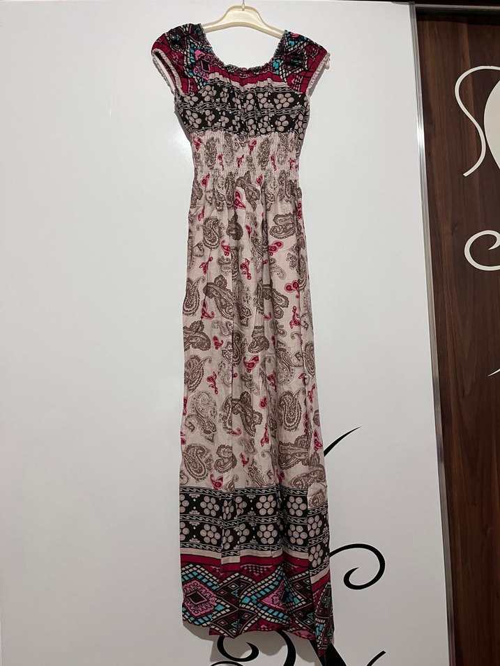 Bohem Çok Renkli Uzun Elbise - Görsel 2