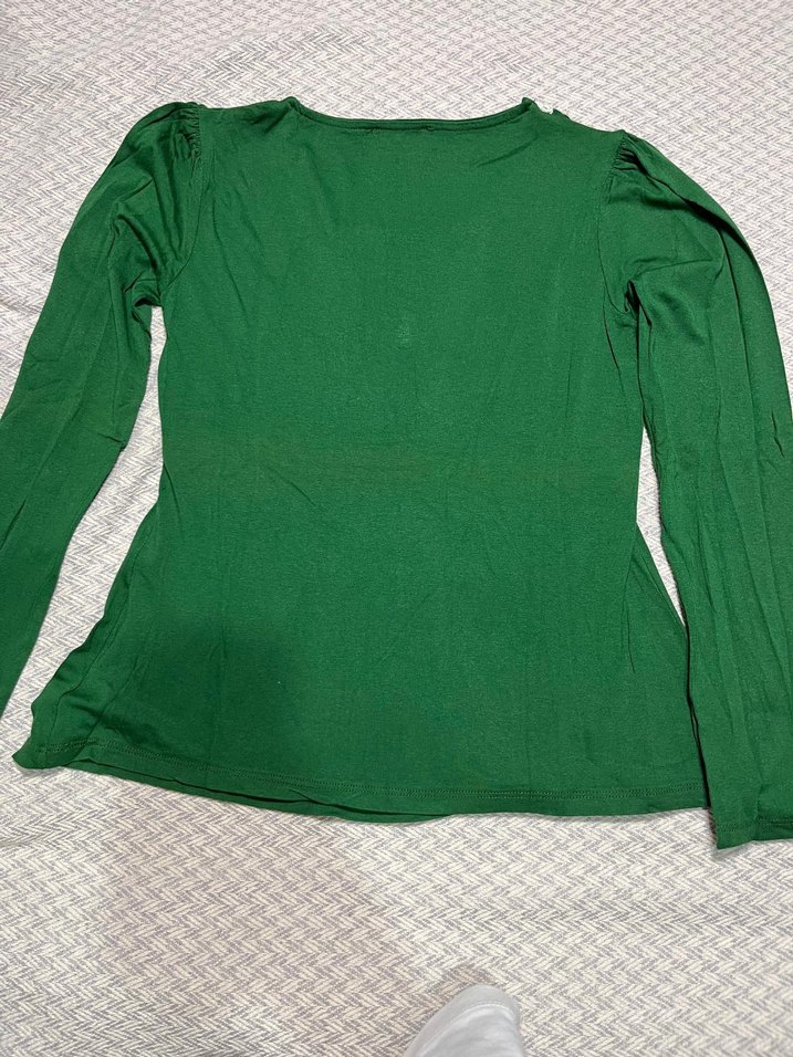 Yeşil Dantel Detaylı V Yakalı Bohem Bluz - Görsel 5