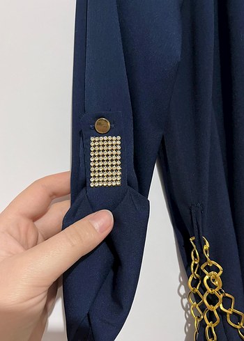 Zincir Detaylı Uzun Kollu Lacivert Tunik Butik Ürünü - Görsel 5