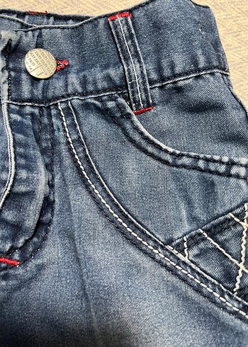 Erkek Çocuk Nakışlı Düğmeli Mavi Denim Pantolon - Görsel 3